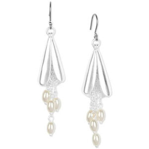 Lucky Brand Chain & Stone Flower Drop Earrings, Brand New with tags